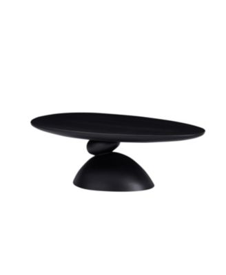 Streamdale Lucky Stone Oval Coffee Table, Modern Minimalist Fiberglass Center Table, Black