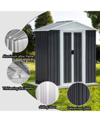 5x3 ft Grey Sliding Door Garden Shed for Outdoors Storage Apex Roof Design
