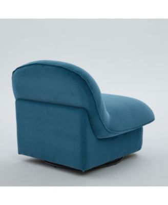 Velvet Swivel Chair with 360-degree Metal Base
