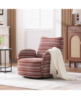 Streamdale Modern Style Swivel Leisure Chair with Striped Armrest