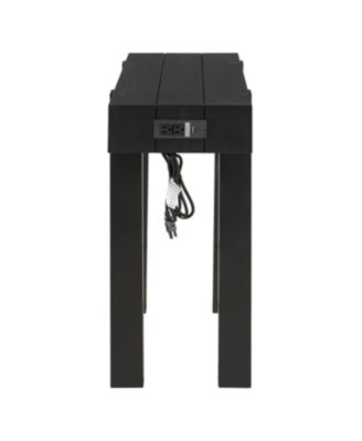 Streamdale Rustic Minimalist Console Table with Hidden Drawer & Power Outlet (Black)