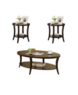 Streamdale Perth 3-Piece Espresso Oval Coffee Table with End Tables Set