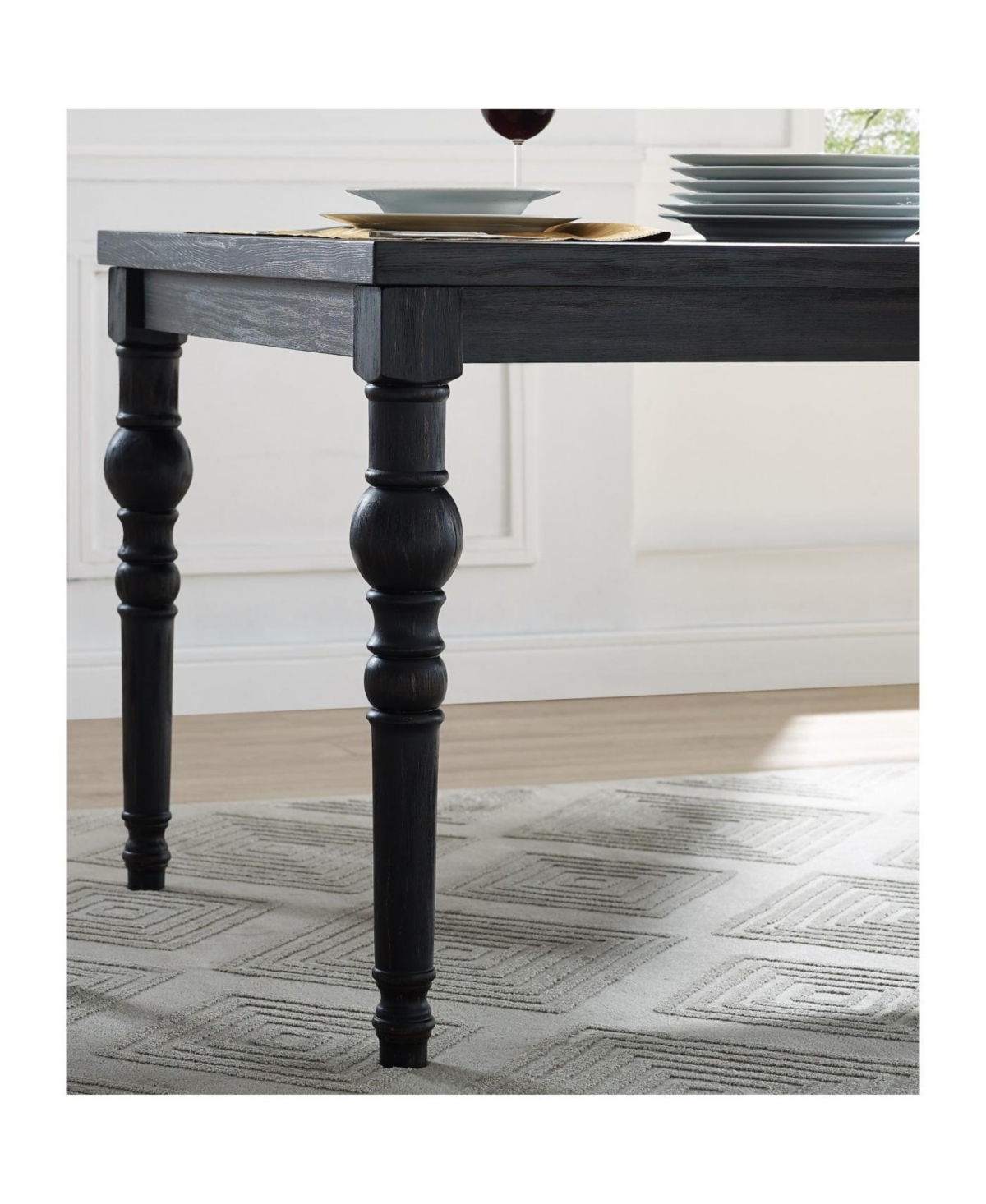 Streamdale Furniture Streamdale Urban Style Wood Dark Wash Turned-Leg Dining Set: Table and 6 Chairs