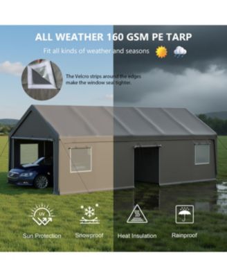 Streamdale 13x26 FT Heavy Duty Carport Canopy w/ Roll-Up Doors, Removable Walls &amp; Windows