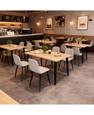 Streamdale 63" Farmhouse Industrial Dining Table Set w/ 4 Beige Chairs, Iron Legs