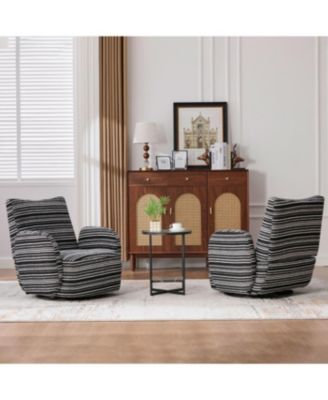 Streamdale Modern Style Swivel Leisure Chair with Striped Armrest