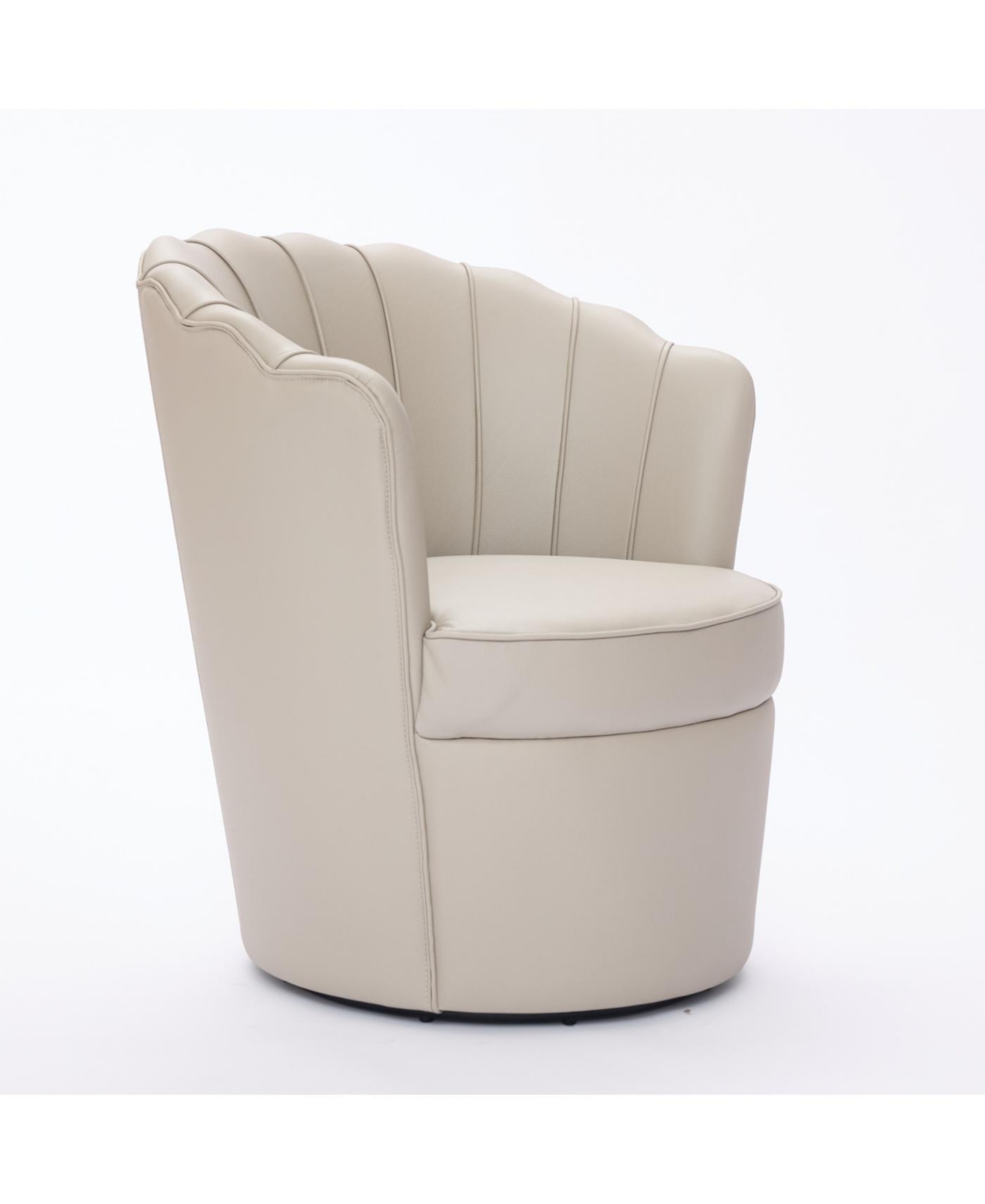Streamdale Furniture Cream Petal Swivel Chair - 360 Spin, Genuine Leather Wing-Back Desk Chair