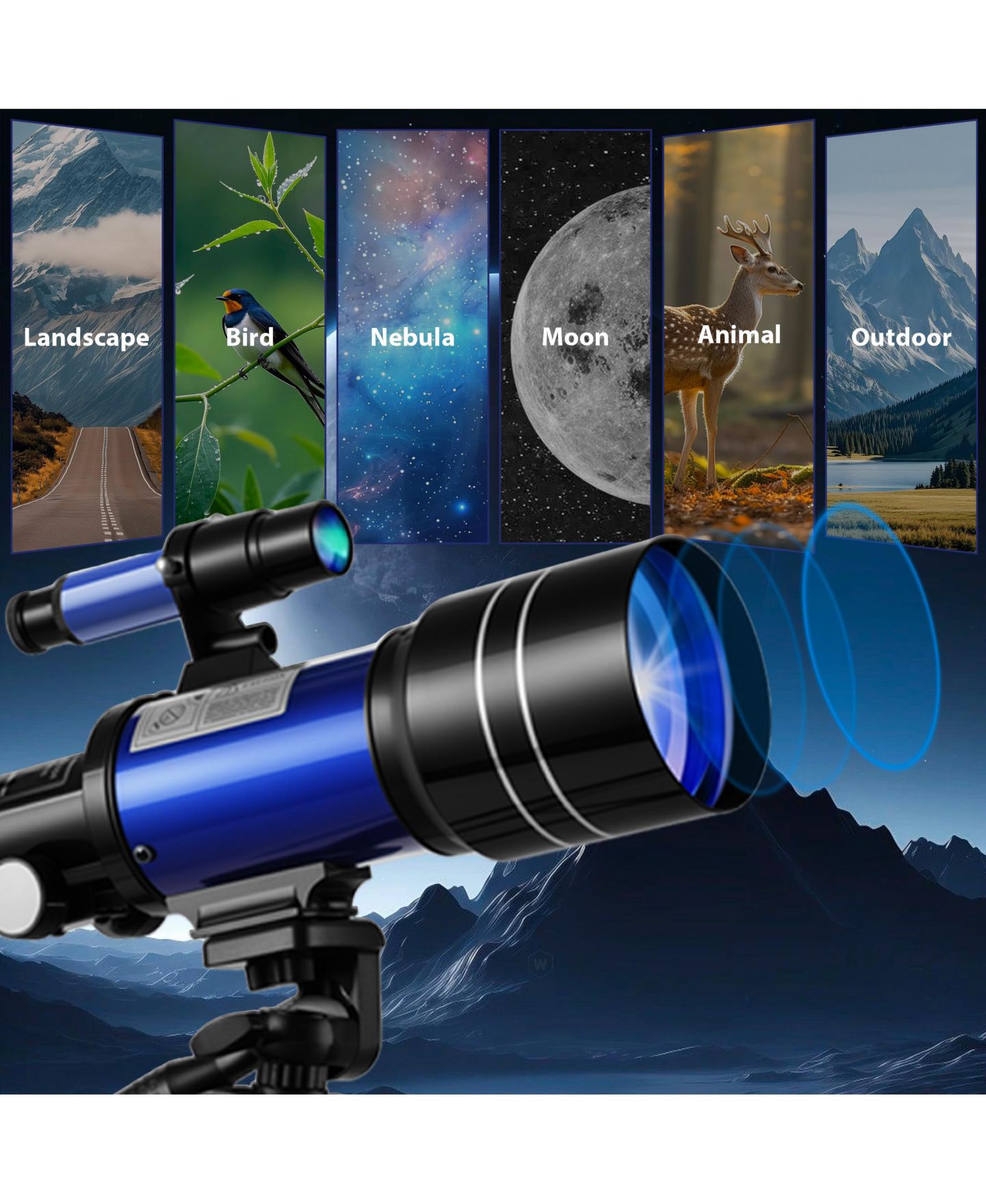 Детские игрушки SUGIFT 70mm Aperture 300mm Refractor Telescope 15X–150X Magnification, 10-Piece Telescope Kit, Ages 8+ — фото 6