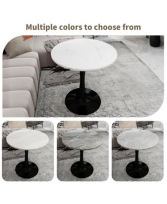 Streamdale 27.6" Black Mid-Century Modern Dining Table with White Marble Top