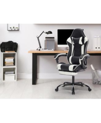 Streamdale Gaming Chair with Footrest, Ergonomic Computer Chair, Black White