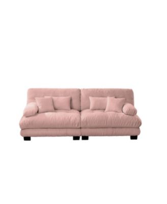 Cloud Couch 2 Seater Sofa, Chenille Pink with 4 Pillows
