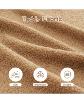 Three-Seat Teddy Fabric Sofa, Camel