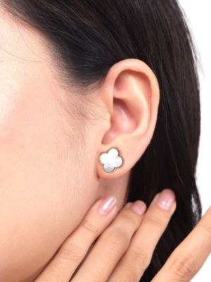 Mother of Pearl Clover Stud Earrings in 14K Gold