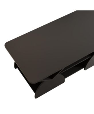 Streamdale Engineered Wood Rounded Corner Rectangular Coffee Table with Open Shelves - BLACK