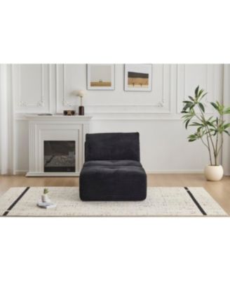 Streamdale Modern Memory Foam Single Chaise Longue Sofa, Pet-Friendly Corduroy, Black