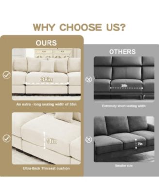 Streamdale Oversized Cloud Modular Sectional Couch, Premium Corduroy, Cream