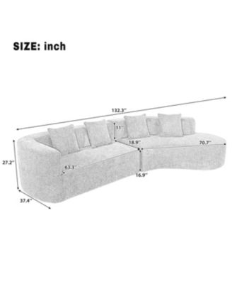 Streamdale Modern Curved Sectional Sofa with Pillows