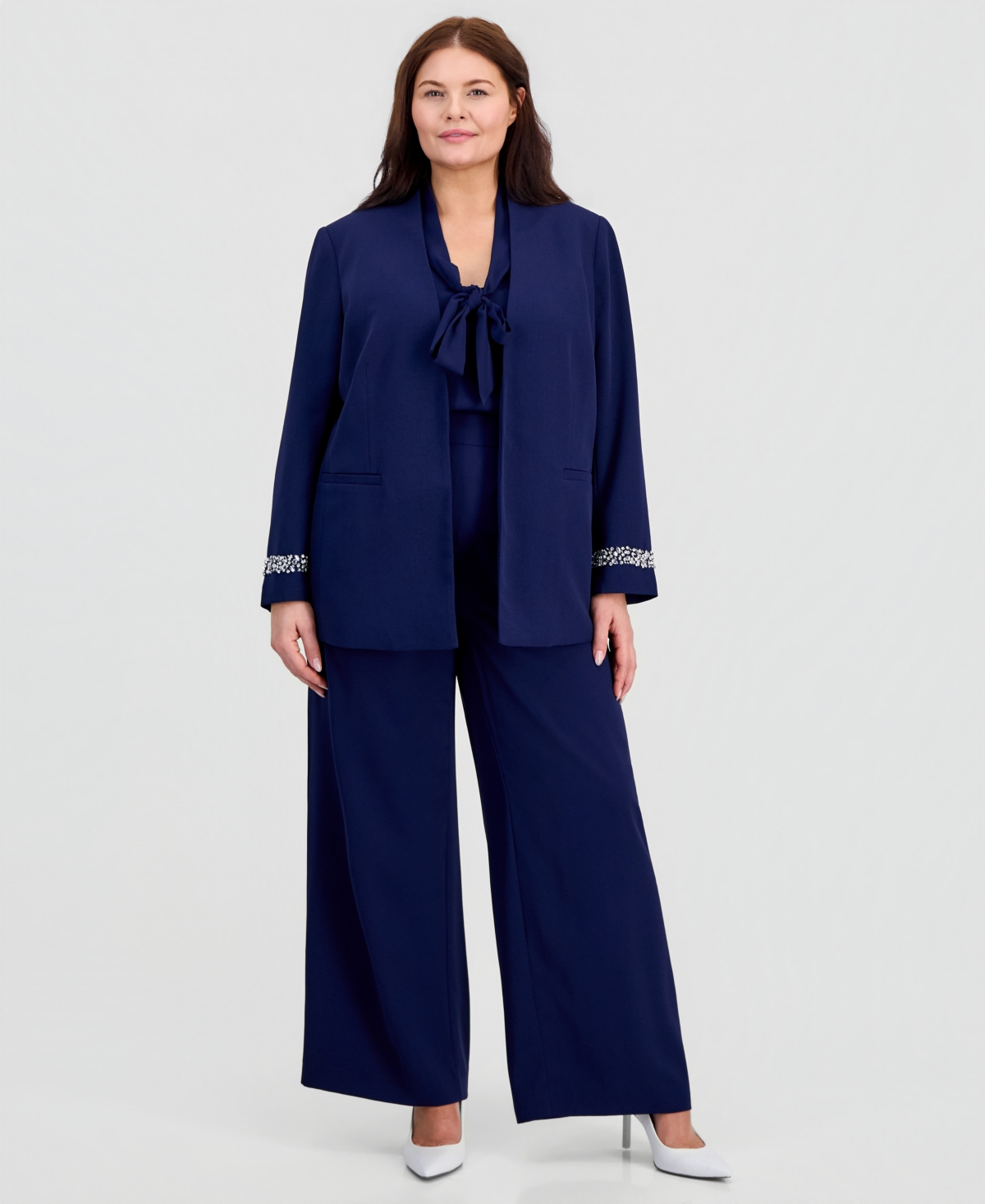 Kasper Plus Collarless Open-Front Jacket