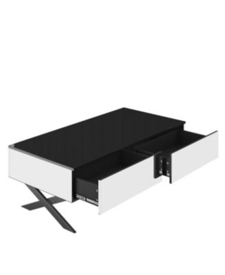 Streamdale Rectangular Black High Gloss Coffee Table with Storage - 47.3