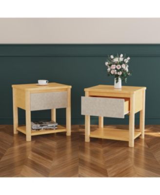 Streamdale Wood Nightstand, Modern Bedside Table with Drawer (Set of 2