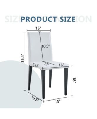 Set of 2 White PU Dining Chairs with Black Metal Legs