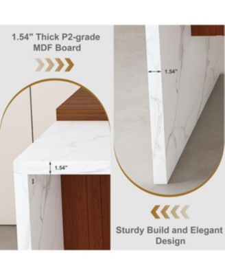 Black Marble Kitchen Island with LED Lighting & Grille Details