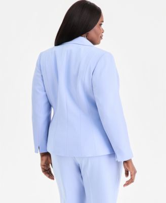 Plus Size Seamed Crepe One-Button Blazer