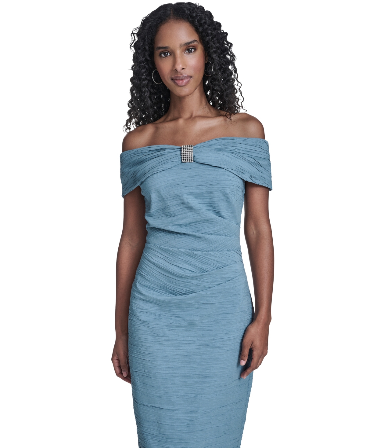 Jessica Howard Women's Off-The-Shoulder Midi Cocktail Dress