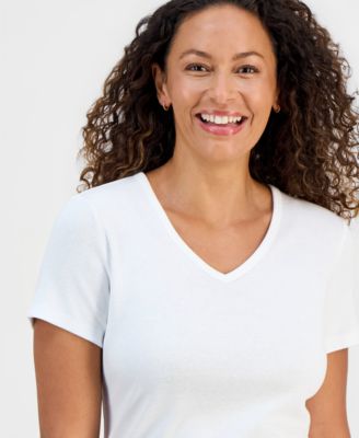 Petite Cotton V-Neck Top, Macy's Exclusive