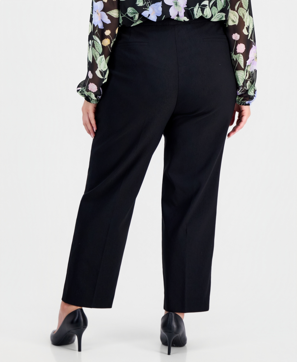 Kasper Plus High-Rise Straight Pull-On Pants