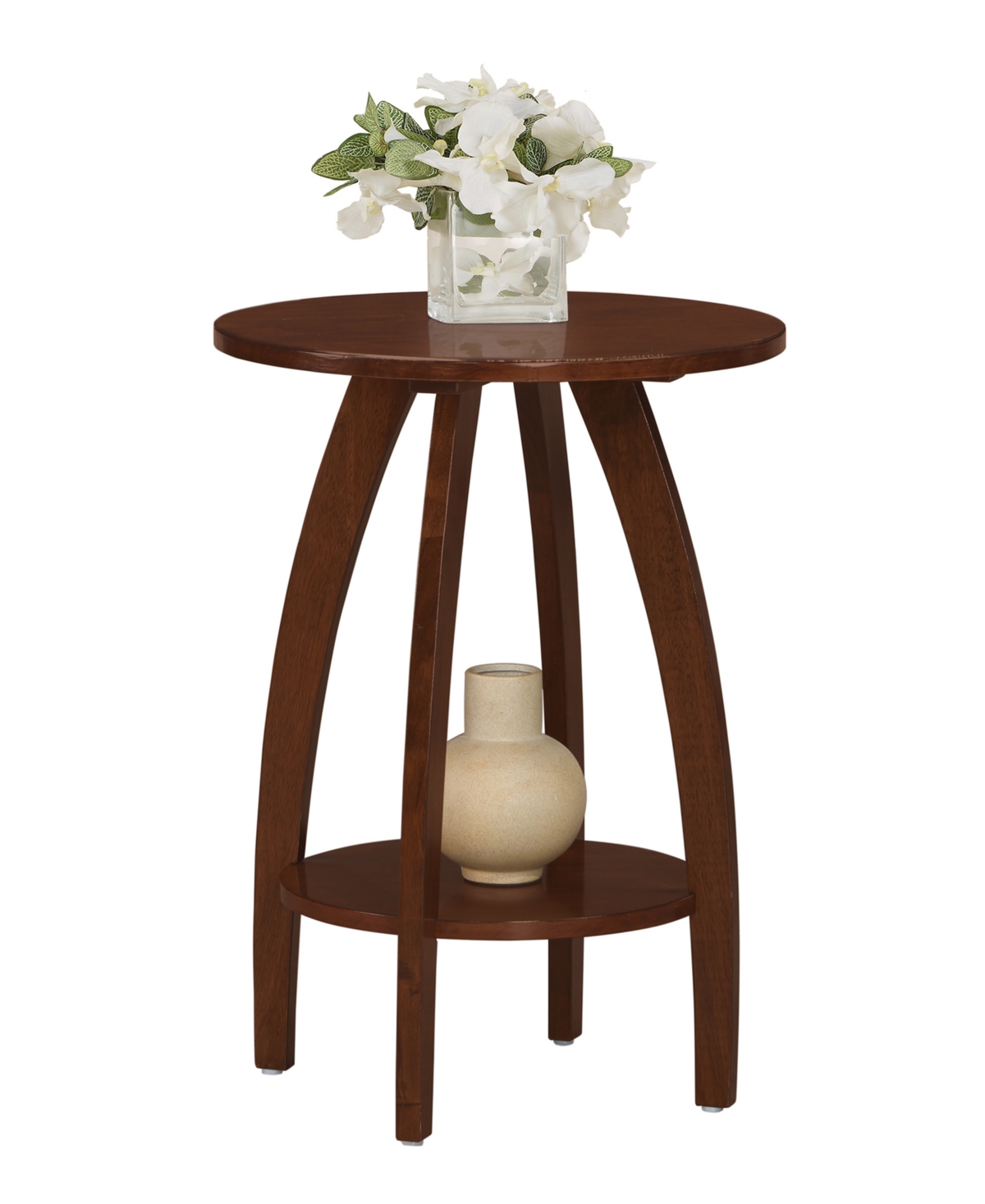 Convenience Concepts 17.75" Aldrin Rubberwood Round End Table In Brown