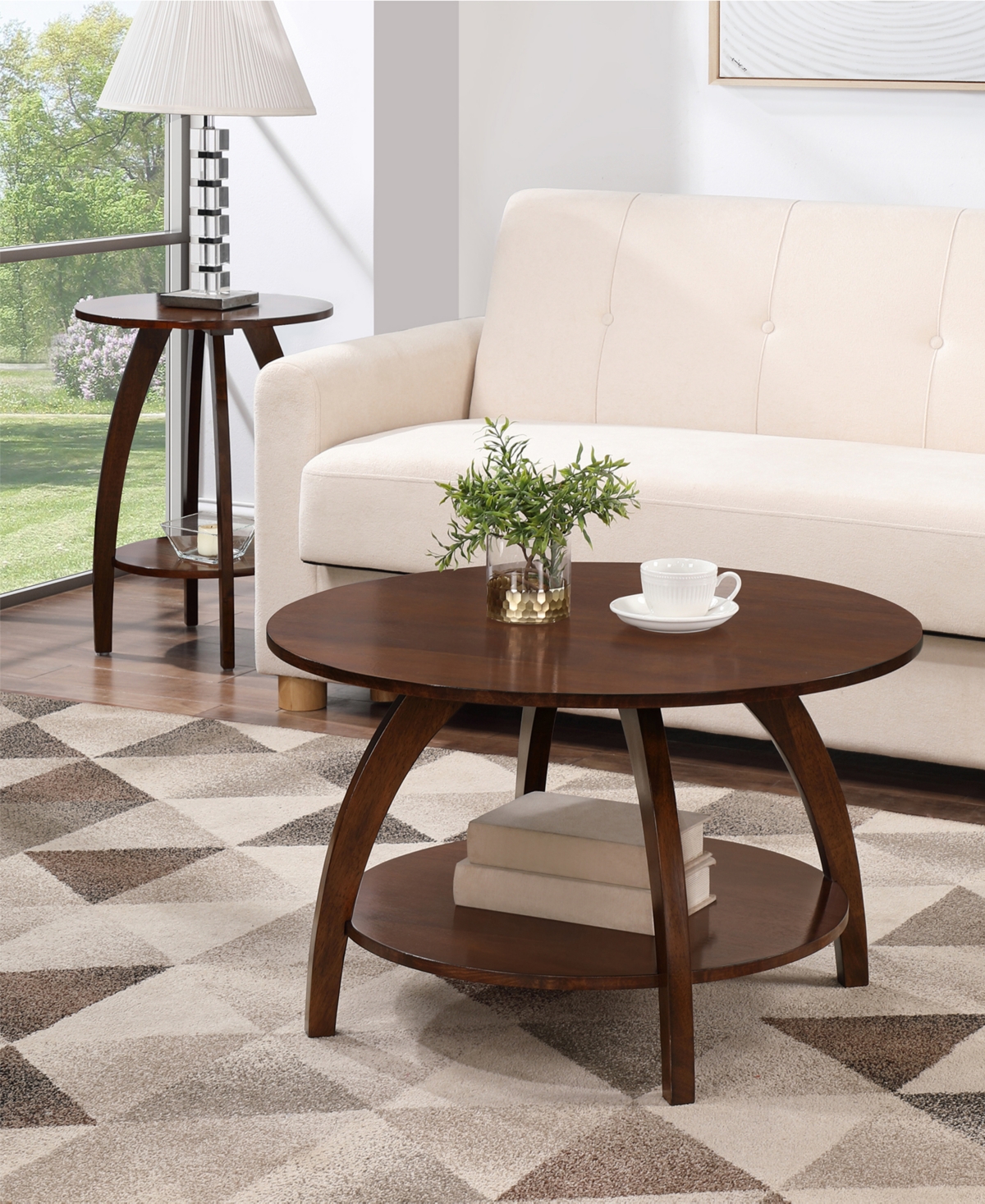 Convenience Concepts 17.75" Aldrin Rubberwood Round End Table In Brown