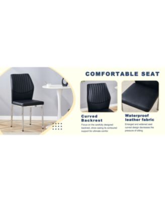  Glass Dining Table Set with 4 Black PU Chairs