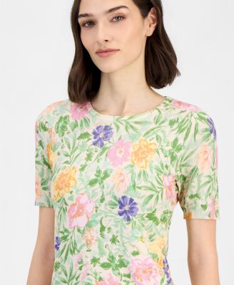 Women's Printed Scoop-Neck Sweater T-Shirt