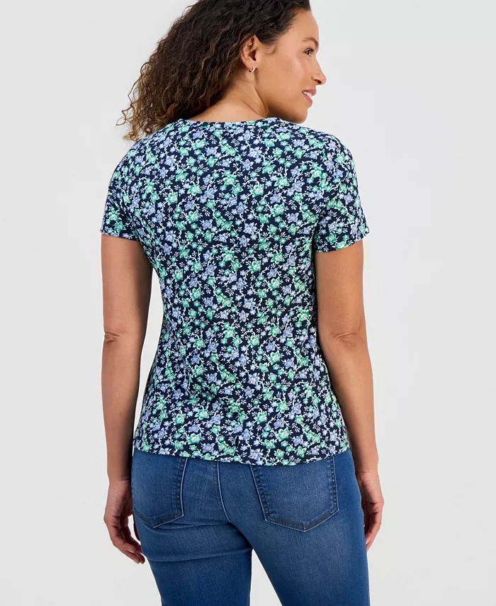 Women's Printed Short-Sleeve Henley Top - thumbnail 2