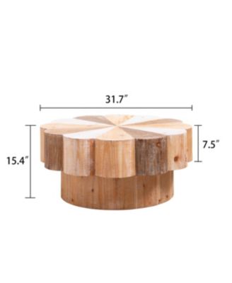 Streamdale Rustic Wood Flower Coffee Table - 31.7" Diameter Vintage Center Table