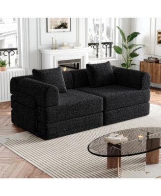 72.4" Convertible Sofa Bed with Storage Pockets and Cushions