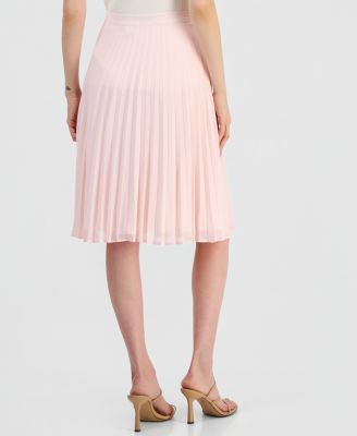 Women's Solid-Color Pleated Chiffon Midi Skirt
