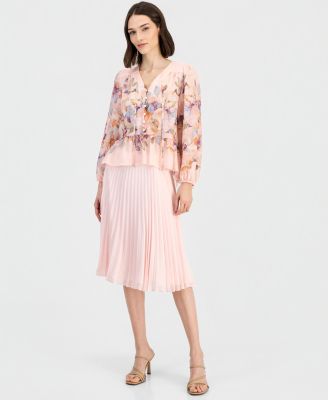 Women's Printed Chiffon Peplum Blouse