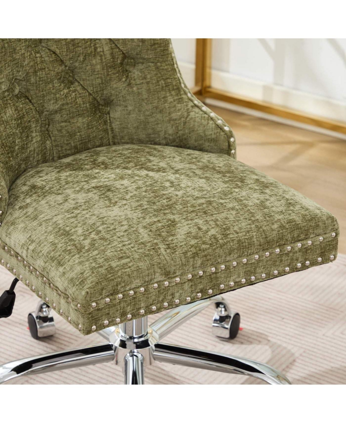 Streamdale Furniture Modern Chenille Tufted Office Chair with Chrome Base, Adjustable Swivel