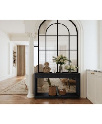 60" Modern 2-Drawer Fluted Console Table - Wood Veneer Sofa Table