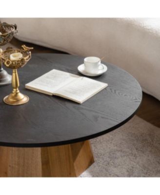 Round Coffee Table -Sturdy Wooden Tea Table for Living Room