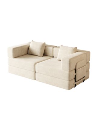 Convertible Corduroy Sofa Bed with Storage