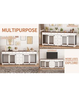 Large Dog Crate With 8 Drawers, Indoor Large Furniture Style Dog House Cage