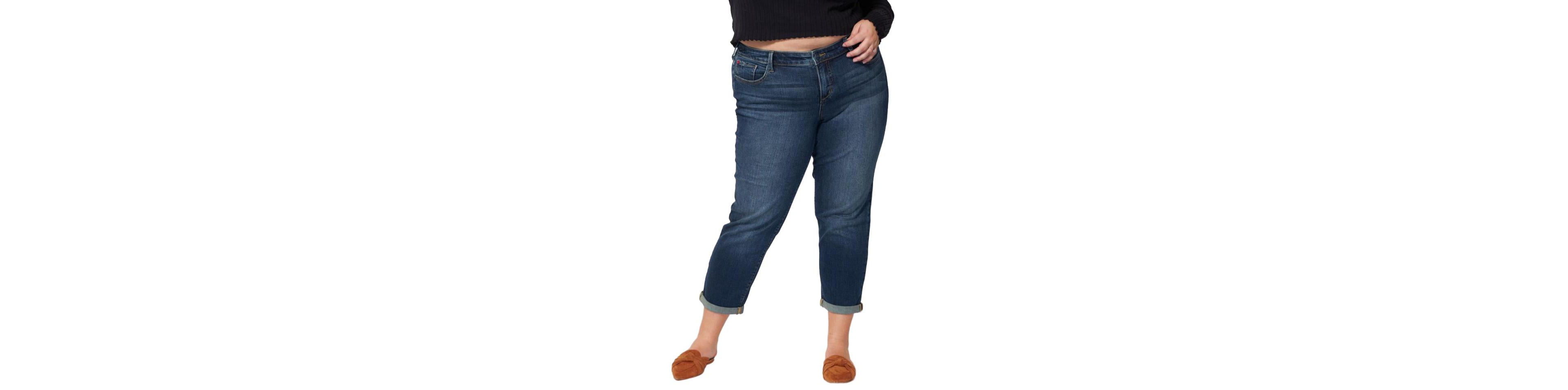 Slink Jeans Women's Women'sDenim Mid Rise Boyfriend rolled in 25.5" inseam - Kelly