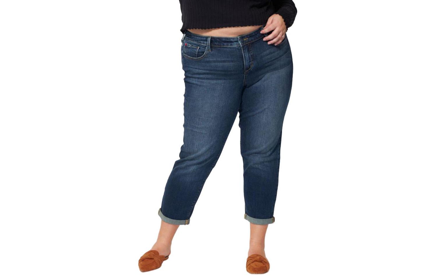 Women's Women'sDenim Mid Rise Boyfriend rolled in 25.5" inseam - Kelly