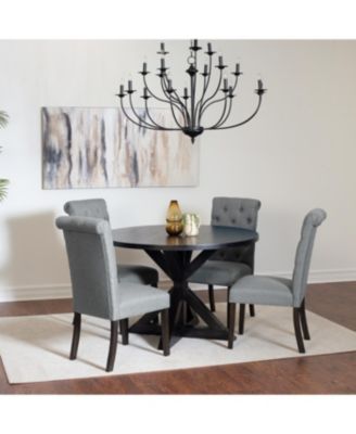 5-piece Dining Set, Cross-Buck Dining Table with 4 Stylish Chairs