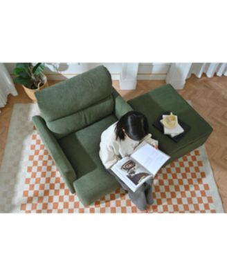 Oversized Dark Green Accent Armchair with Storage Ottoman