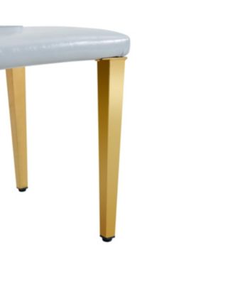 Set of 2 Light Gray PU Dining Chairs with Golden Metal Legs