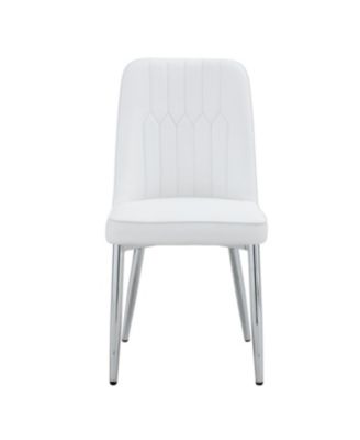  4 Modern PU Leather Dining Chairs with Silver Metal Legs